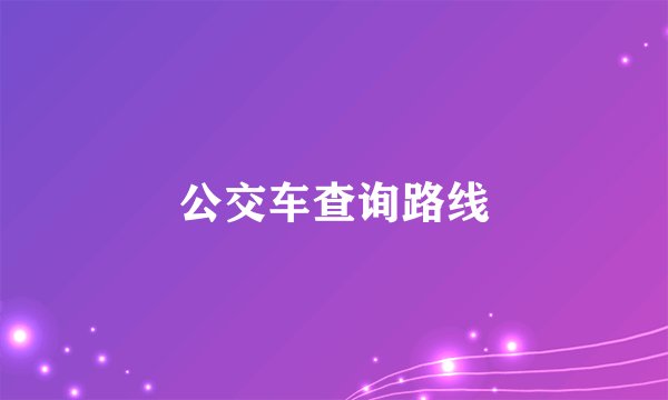 公交车查询路线