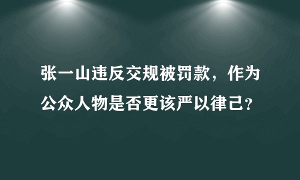 张一山违反交规被罚款，作为公众人物是否更该严以律己？