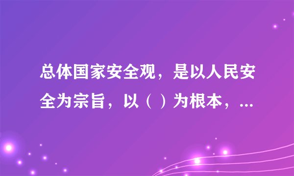 总体国家安全观，是以人民安全为宗旨，以（）为根本，以经济安全为基础，以军事、文化、社会安全为保障，以促进国际安全为依托的“大安全”理念。