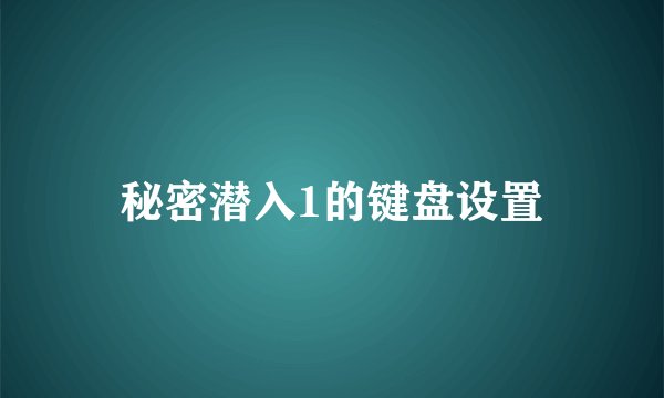 秘密潜入1的键盘设置