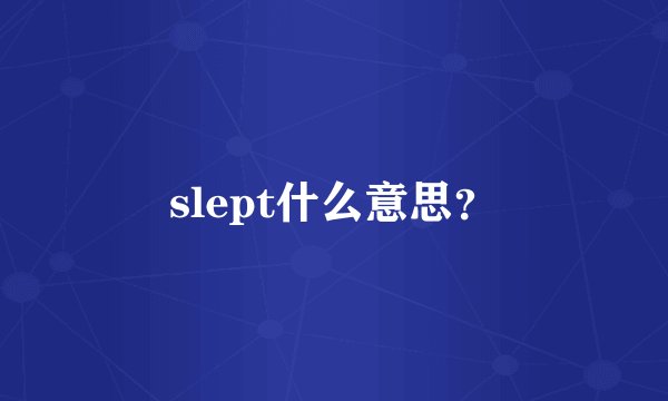slept什么意思?