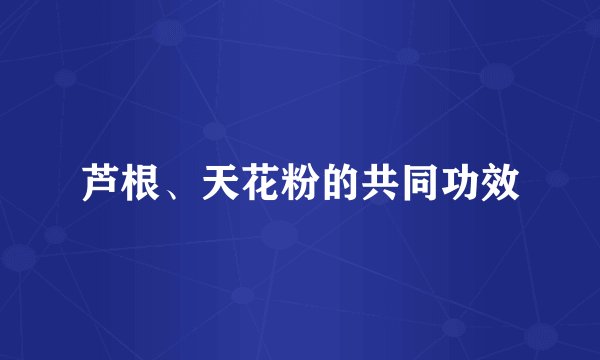 芦根、天花粉的共同功效