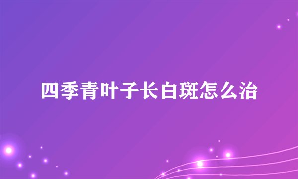 四季青叶子长白斑怎么治