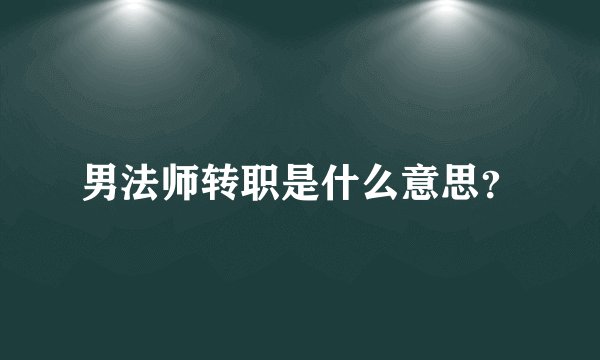 男法师转职是什么意思？