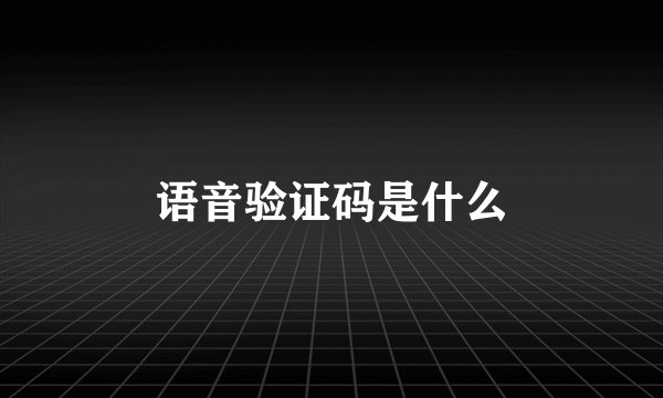 语音验证码是什么