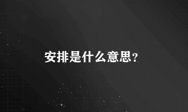 安排是什么意思？