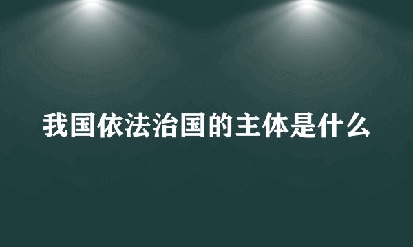 我国依法治国的主体是什么
