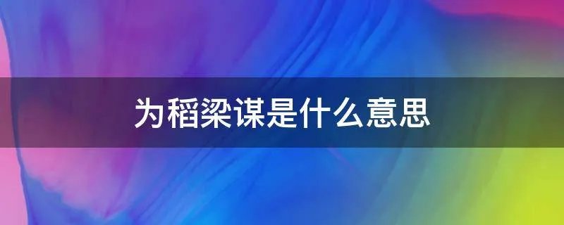 为稻梁谋是什么意思