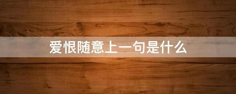 爱恨随意上一句是什么