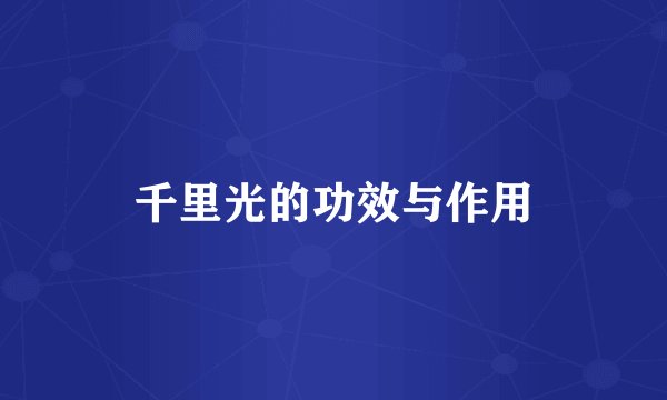 千里光的功效与作用