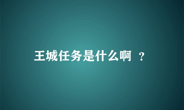 王城任务是什么啊  ？
