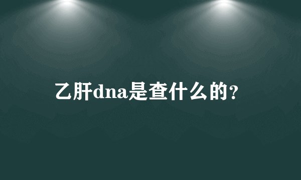 乙肝dna是查什么的？