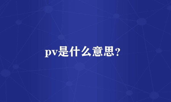pv是什么意思？