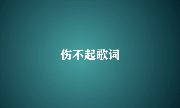 伤不起歌词