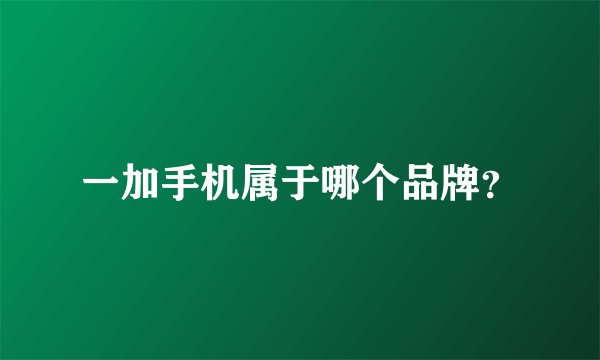 一加手机属于哪个品牌？