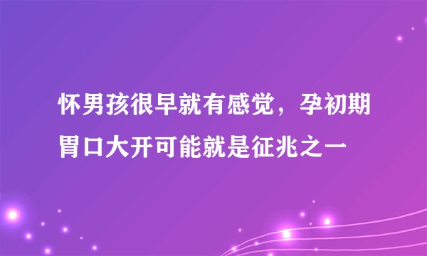 怀男孩很早就有感觉，孕初期胃口大开可能就是征兆之一