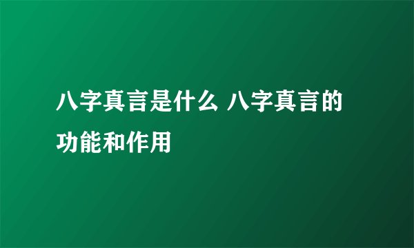 八字真言是什么 八字真言的功能和作用