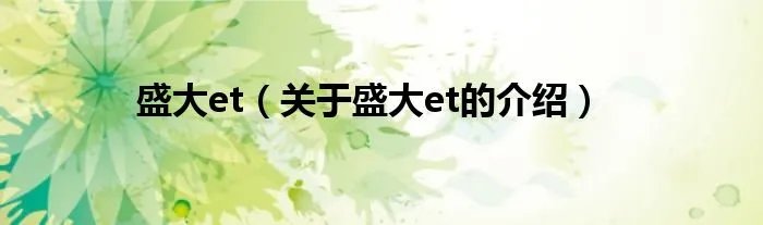 盛大et（关于盛大et的介绍）