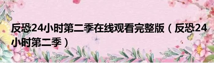 反恐24小时第二季在线观看完整版（反恐24小时第二季）