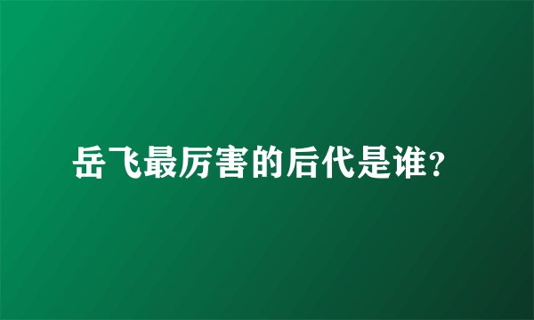 岳飞最厉害的后代是谁？