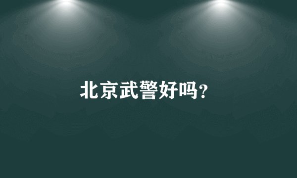 北京武警好吗？