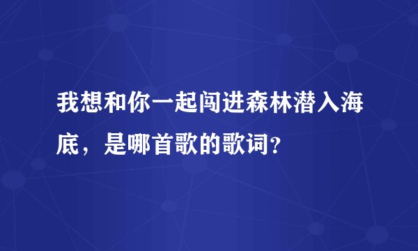 我想和你一起闯进森林潜入海底，是哪首歌的歌词？