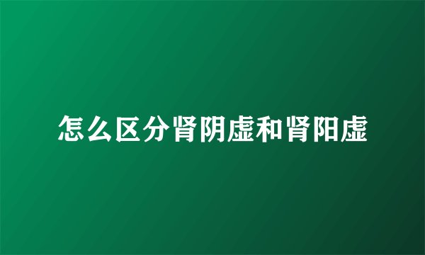 怎么区分肾阴虚和肾阳虚