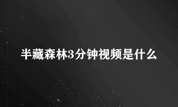 半藏森林3分钟视频是什么
