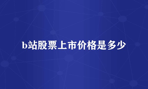 b站股票上市价格是多少