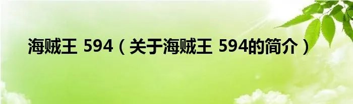 海贼王 594（关于海贼王 594的简介）