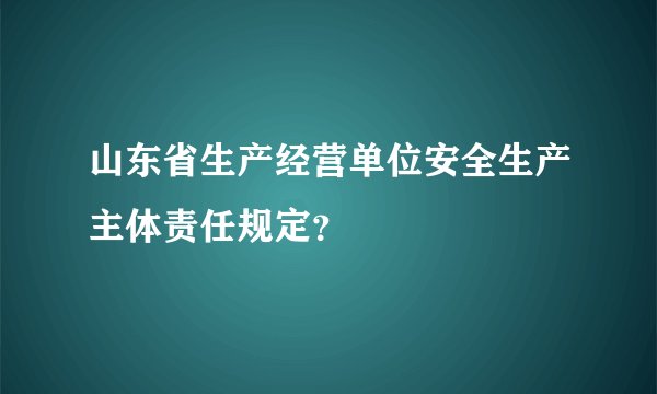 山东省生产经营单位安全生产主体责任规定？