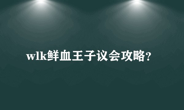 wlk鲜血王子议会攻略？