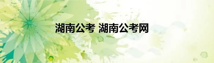 湖南公考 湖南公考网