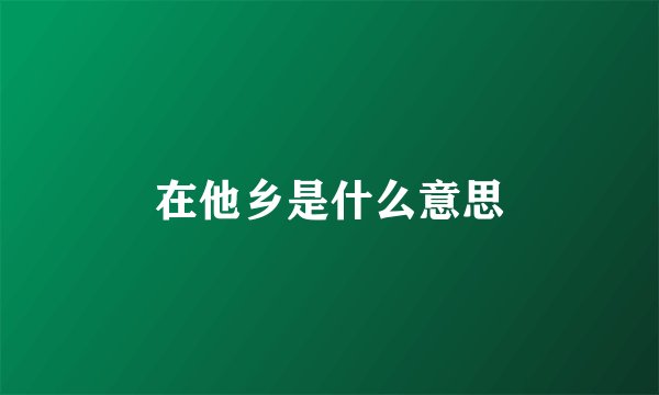 在他乡是什么意思