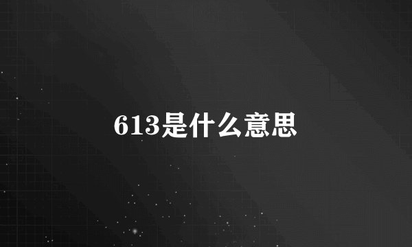 613是什么意思