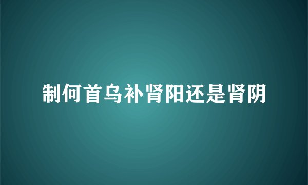 制何首乌补肾阳还是肾阴