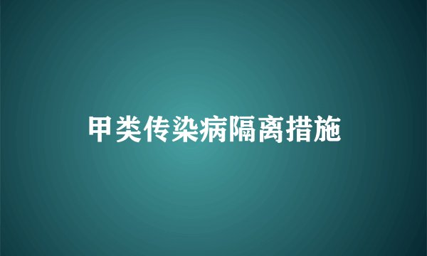 甲类传染病隔离措施
