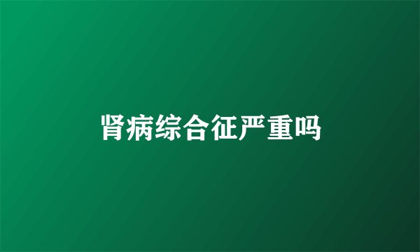 肾病综合征严重吗