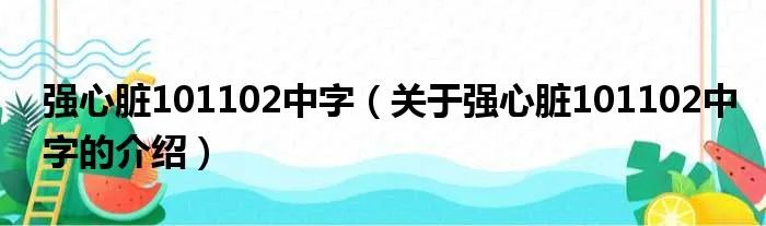 强心脏101102中字（关于强心脏101102中字的介绍）