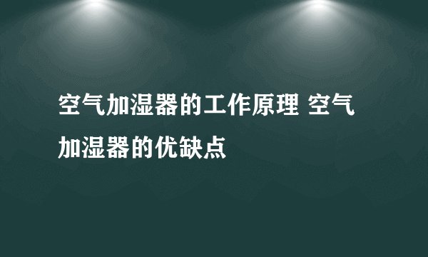 空气加湿器的工作原理 空气加湿器的优缺点