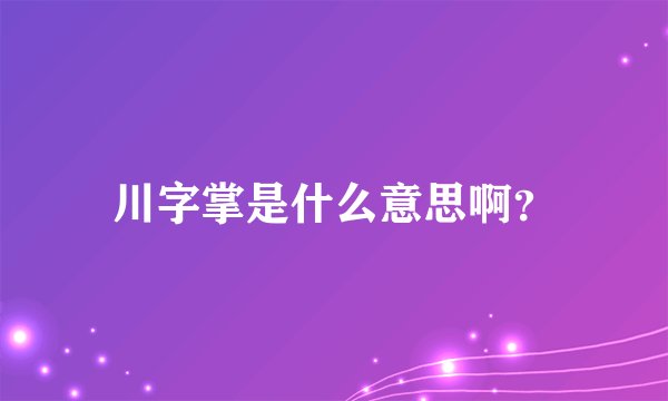 川字掌是什么意思啊?