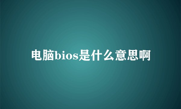 电脑bios是什么意思啊
