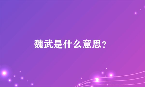 魏武是什么意思？