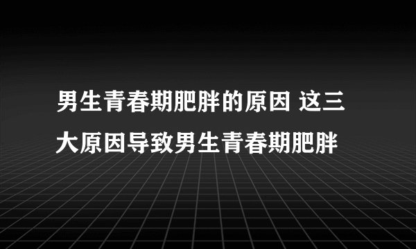 男生青春期肥胖的原因 这三大原因导致男生青春期肥胖