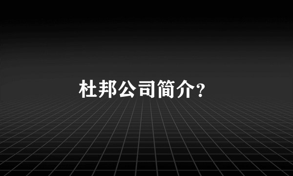 杜邦公司简介？