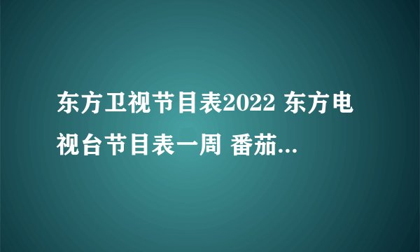东方卫视节目表2022 东方电视台节目表一周 番茄台节目表