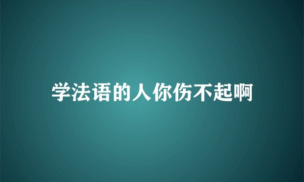 学法语的人你伤不起啊