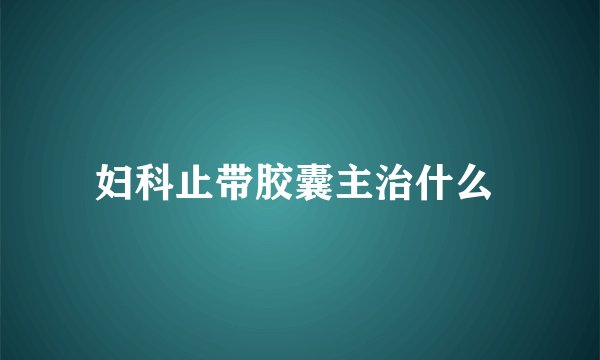 妇科止带胶囊主治什么 