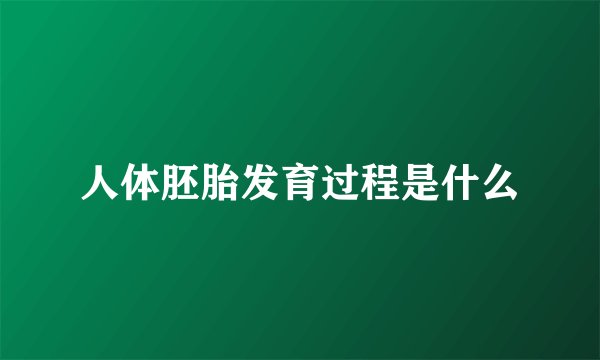 人体胚胎发育过程是什么