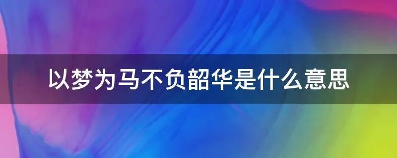 以梦为马不负韶华是什么意思